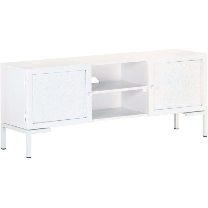 

Mueble para TV de madera maciza de mango blanco 115x30x46 cm - Blanco - Vidaxl