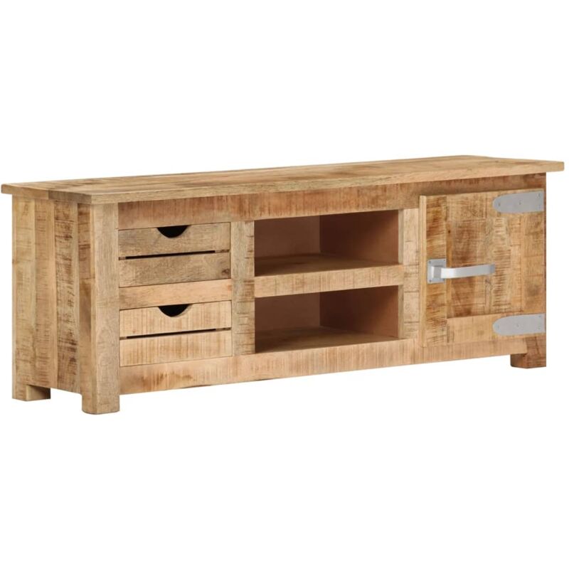 

Mueble para TV de madera maciza de mango rugosa 110x30x40 cm - Marrón - Vidaxl