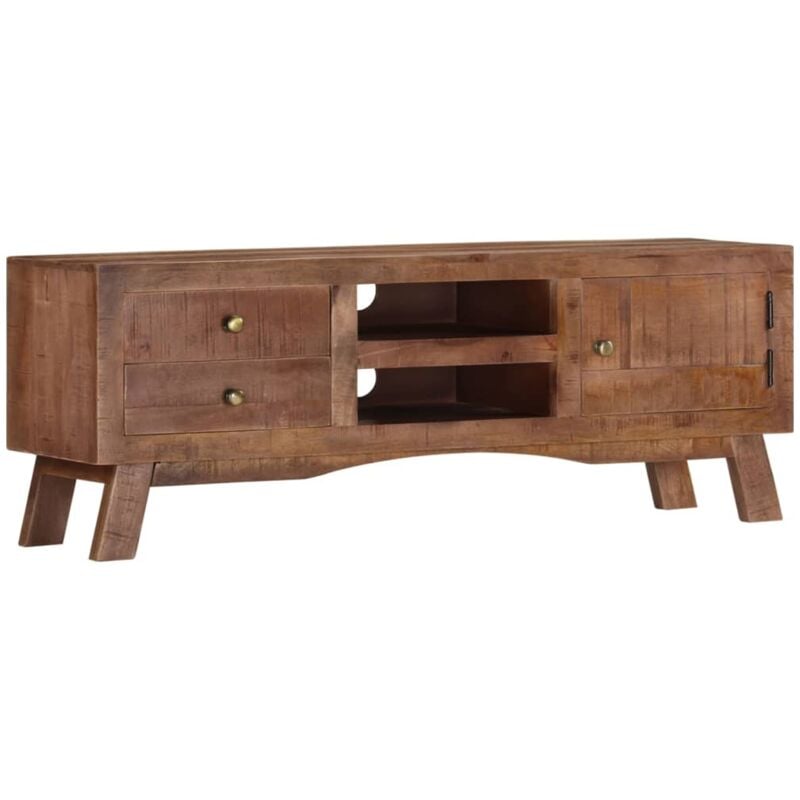 

Mueble para TV de madera maciza de mango rugosa 110x30x40 cm - Gris - Vidaxl