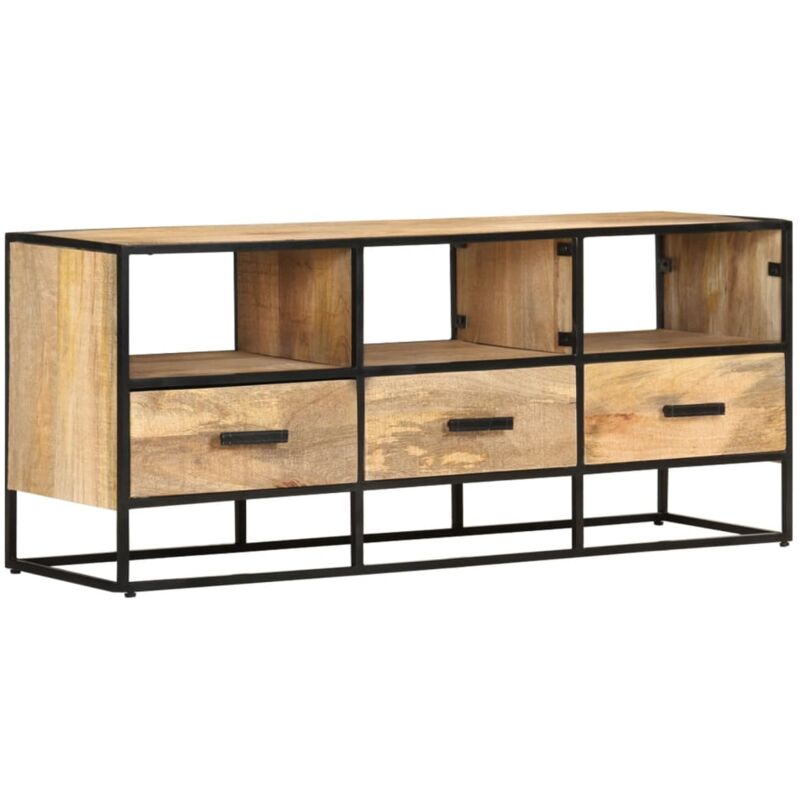 

Mueble para TV de madera maciza de mango rugosa 110x30x45 cm - Marrón - Vidaxl