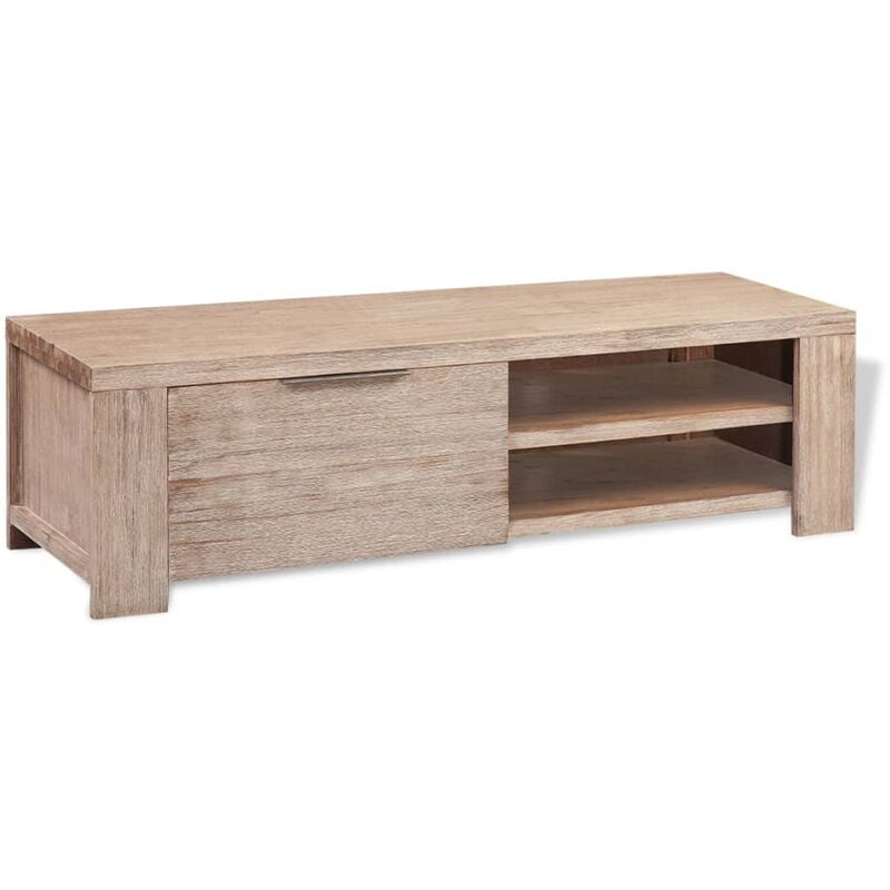 

Mueble para TV madera maciza de acacia cepillada 140x38x40 cm - Beige - Vidaxl