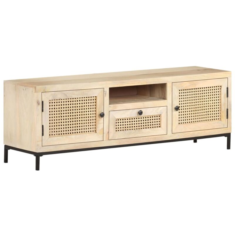 

Mueble para TV madera maciza mango y caña natural 120x30x40 cm - Marrón - Vidaxl