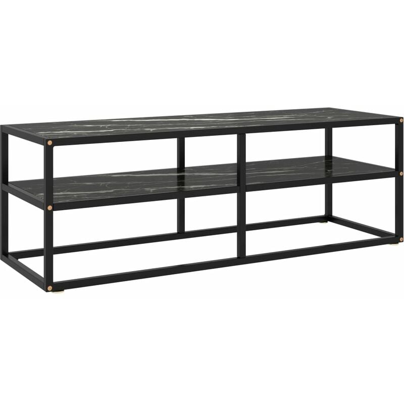 

Mueble para TV negro con vidrio de mármol negro 120x40x40 cm - Negro - Vidaxl