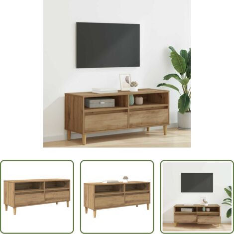 vidaXL Mueble rústico -  Gabinete de TV con cajón Roble artesanal 100 x 34,5 x 44,5 cm