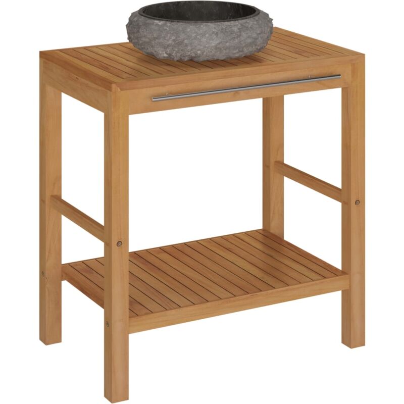 

Mueble tocador madera teca maciza con lavabo de mármol negro - Negro - Vidaxl
