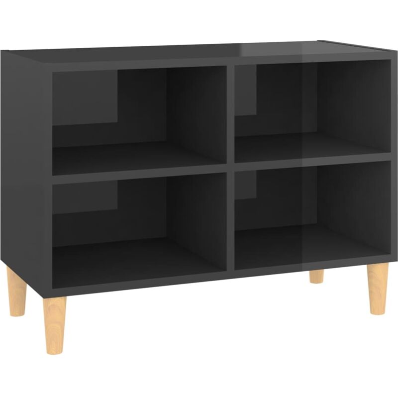 

Mueble TV patas de madera maciza gris brillante 69,5x30x50 cm - Gris - Vidaxl