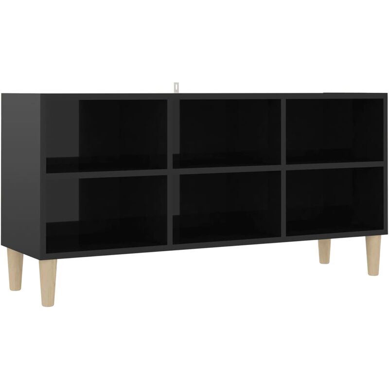 

Mueble TV patas madera maciza negro brillante 103,5x30x50 cm - Negro - Vidaxl