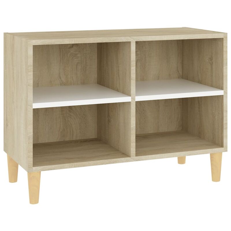 

Mueble TV patas madera maciza roble sonoma blanca 69,5x30x50 cm - Blanco - Vidaxl