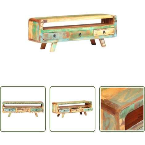 vidaXL Mueble vintage -  Mueble para TV de madera maciza reciclada 117x30x41 cm
