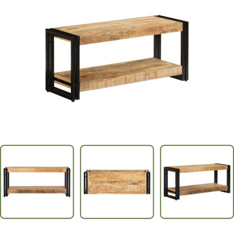 vidaXL Mueble vintage -  Mueble para TV madera maciza de mango 90x30x40 cm