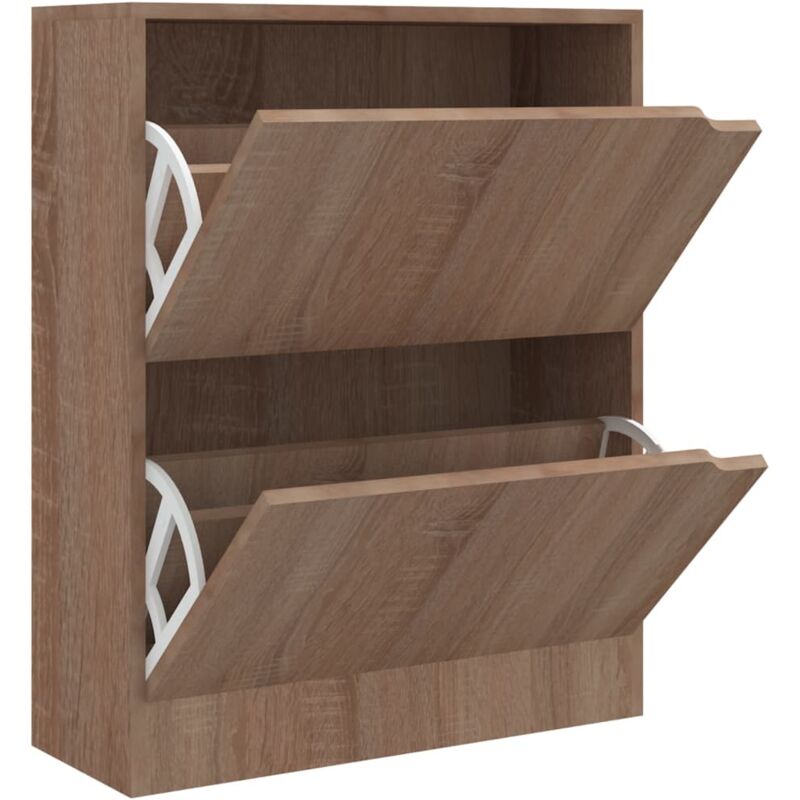 

Mueble zapatero 2 puertas aglomerado color roble 59x24x74 cm - Marrón - Vidaxl