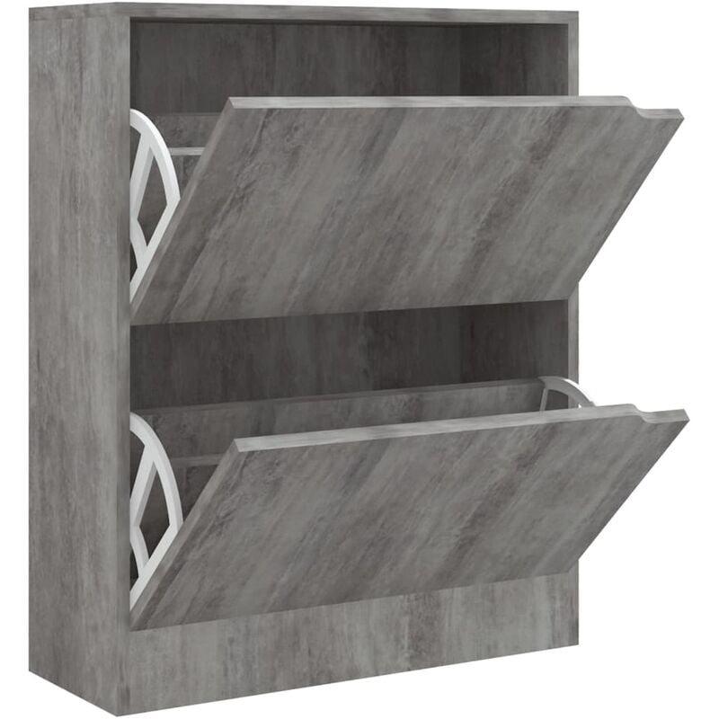 

Mueble zapatero 2 puertas aglomerado gris hormigón 59x24x74 cm - Gris - Vidaxl