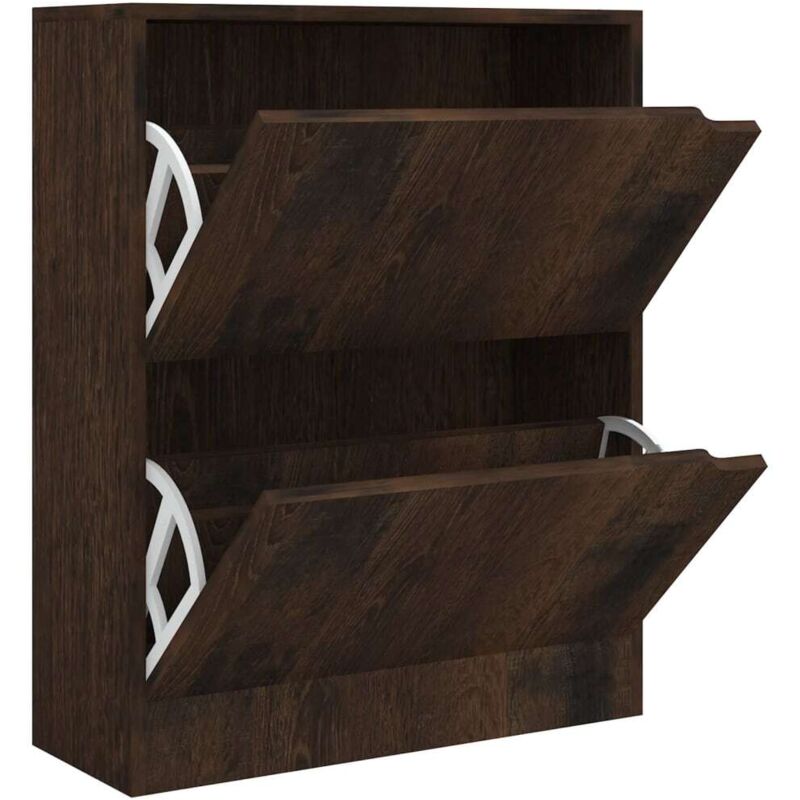 

Mueble zapatero 2 puertas aglomerado roble ahumado 59x24x74 cm - Marrón - Vidaxl