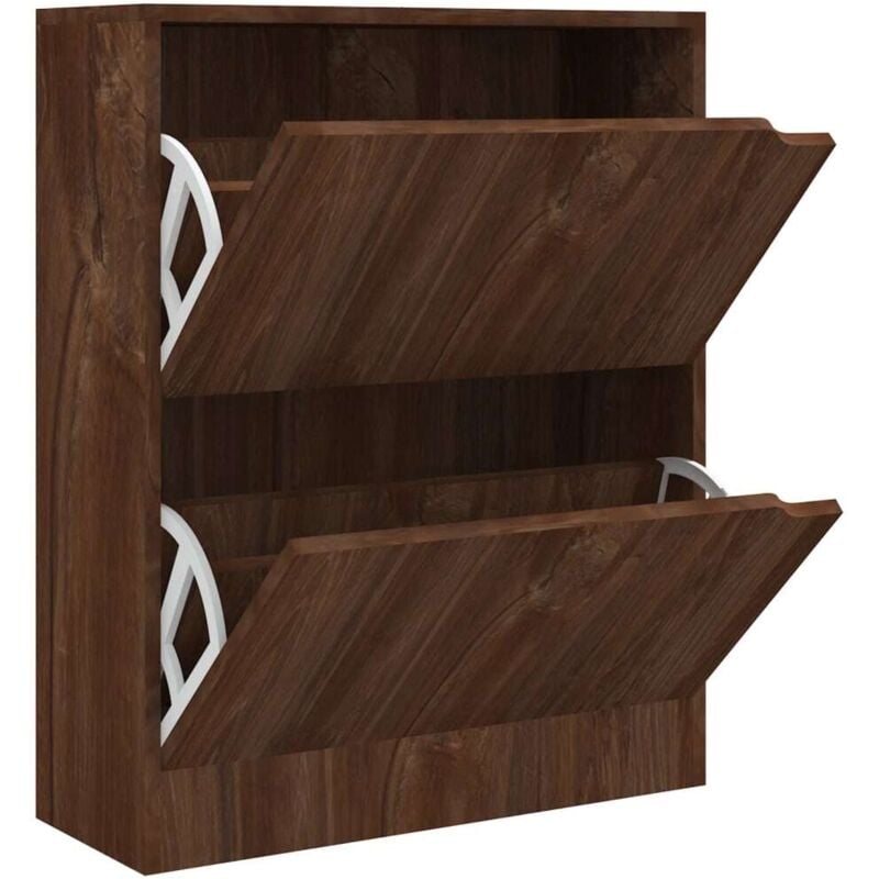 

Mueble zapatero 2 puertas aglomerado roble marrón 59x24x74 cm - Marrón - Vidaxl