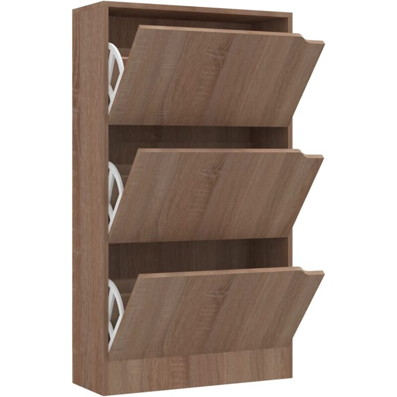 

Mueble zapatero 3 puertas aglomerado color roble 59x24x105 cm - Marrón - Vidaxl