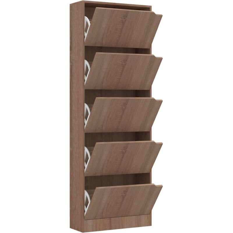 

Mueble zapatero 5 puertas aglomerado color roble 59x24x167cm - Marrón - Vidaxl