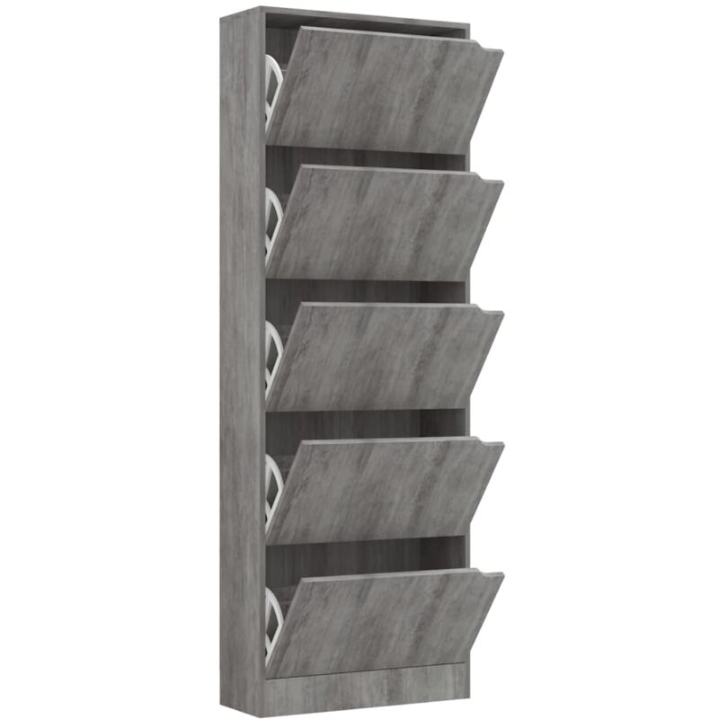 

Vidaxl - Mueble zapatero 5 puertas aglomerado gris hormigón 59x24x167cm - Gris