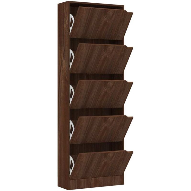 

Vidaxl - Mueble zapatero 5 puertas aglomerado roble marrón 59x24x167 cm - Marrón