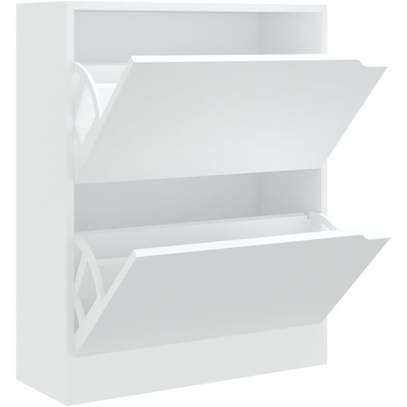 

Mueble zapatero con 2 puertas de aglomerado blanco 59x24x74 cm - Blanco - Vidaxl