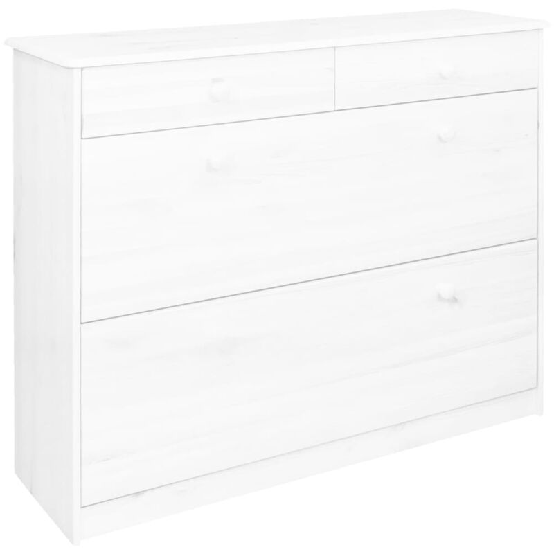 

Mueble zapatero con 2 solapas madera pino blanco 113x35x89 cm - Blanco - Vidaxl