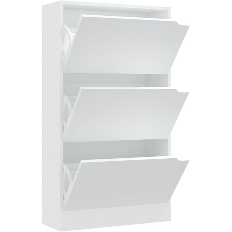 

Mueble zapatero con 3 puertas de aglomerado blanco 59x24x105 cm - Blanco - Vidaxl