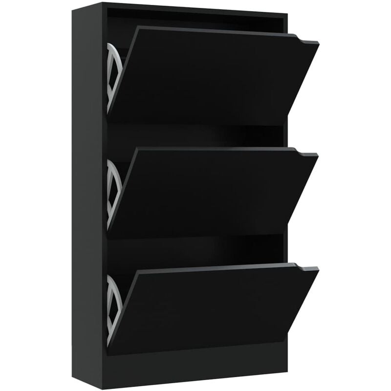 

Mueble zapatero con 3 puertas de aglomerado negro 59x24x105 cm - Negro - Vidaxl