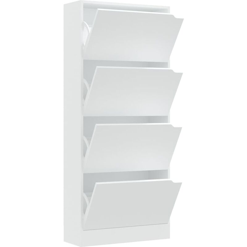 

Mueble zapatero con 4 puertas aglomerado blanco 59x24x136 cm - Blanco - Vidaxl
