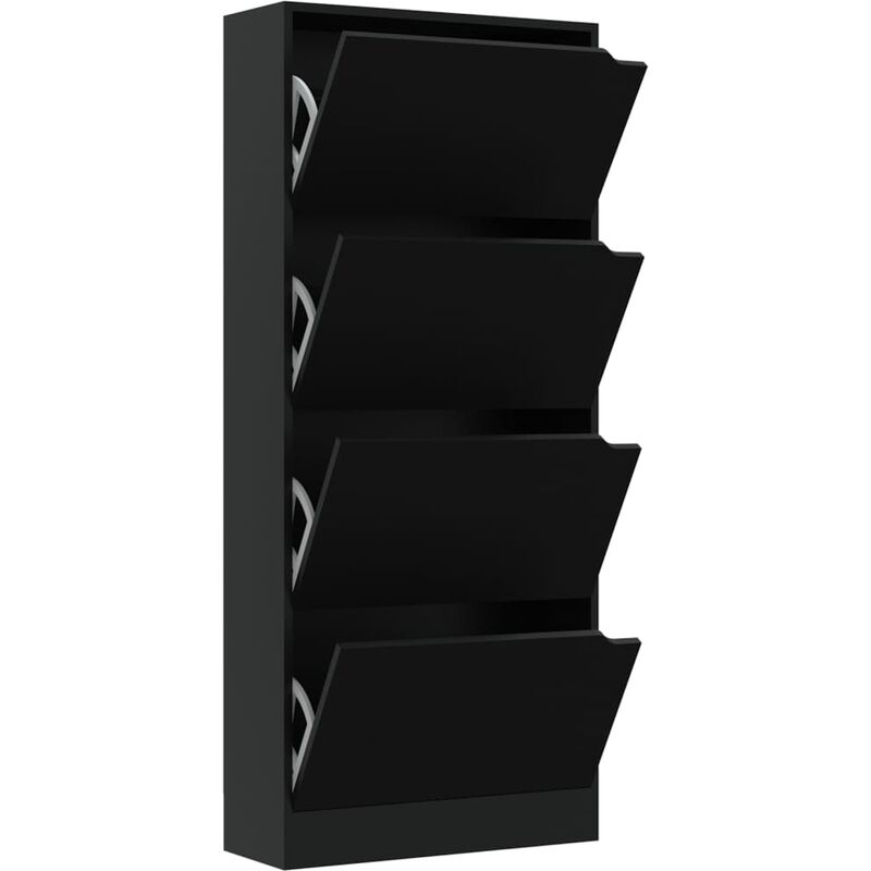 

vidaXL Mueble zapatero con 4 puertas aglomerado negro 59x24x136 cm - Negro