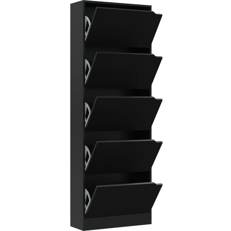 

Mueble zapatero con 5 puertas de aglomerado negro 59x24x167 cm - Negro - Vidaxl