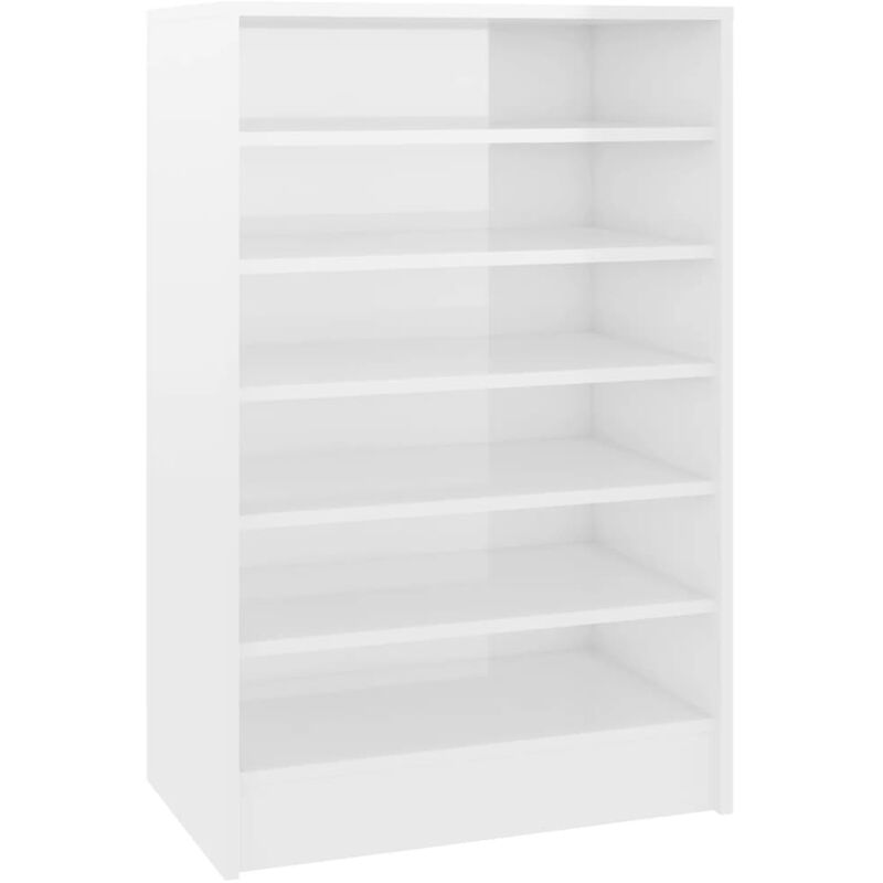

vidaXL Mueble zapatero de aglomerado blanco brillante 60x35x92 cm - Blanco