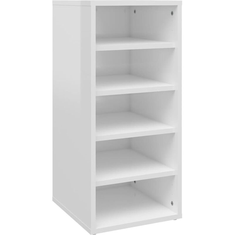 

vidaXL Mueble zapatero de aglomerado blanco con brillo 31,5x35x70 cm - Blanco