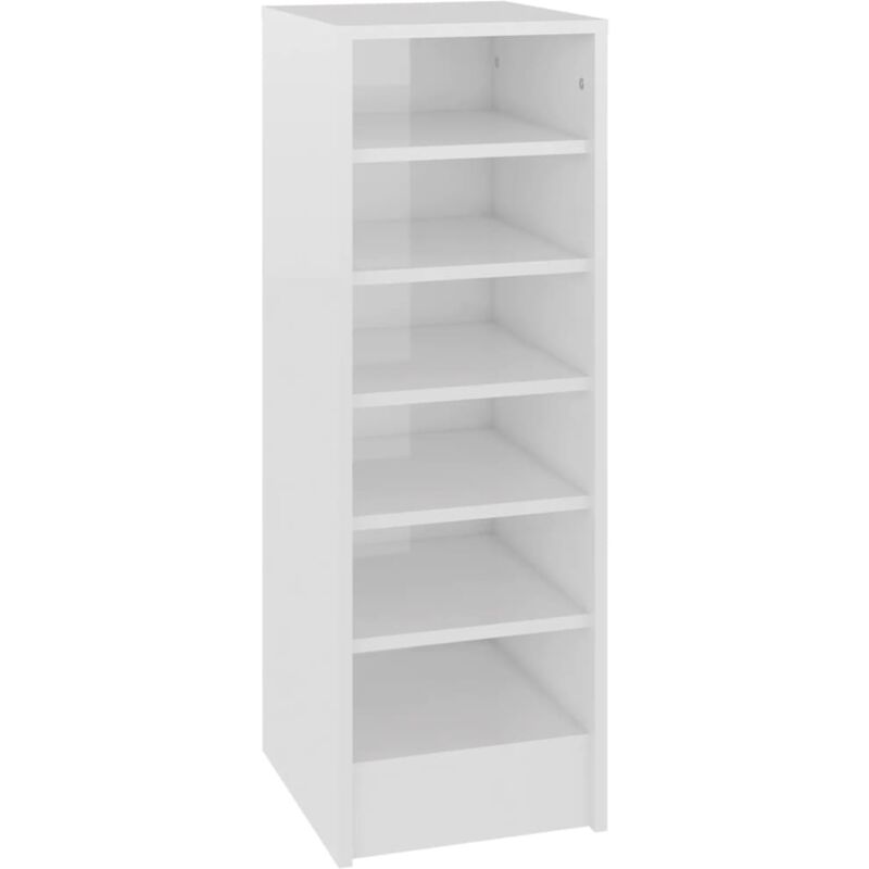 

vidaXL Mueble zapatero de aglomerado blanco brillante 31,5x35x90 cm - Blanco