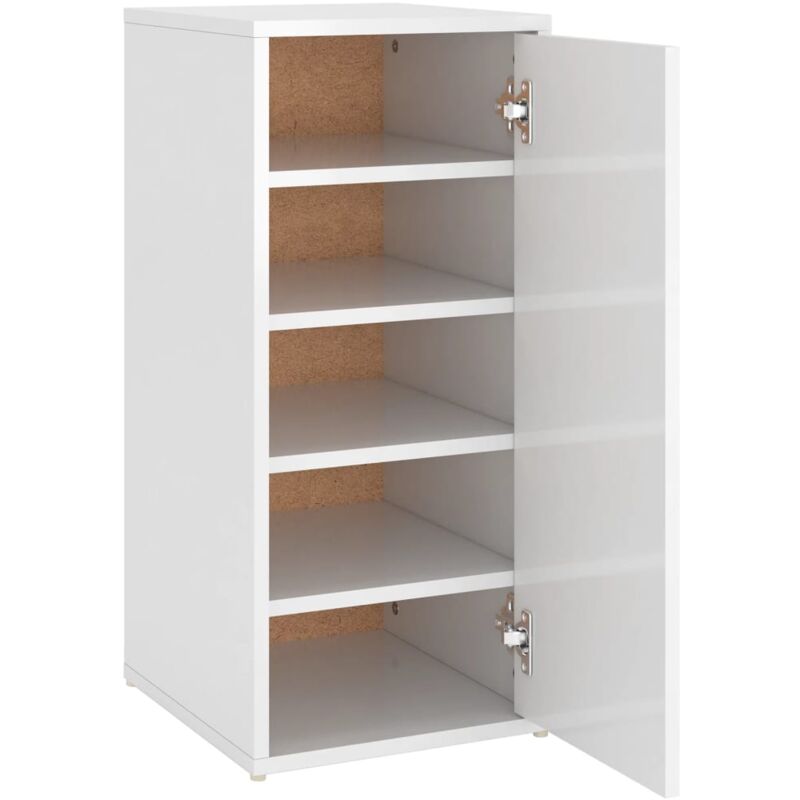 

vidaXL Mueble zapatero de aglomerado blanco con brillo 32x35x70 cm - Blanco