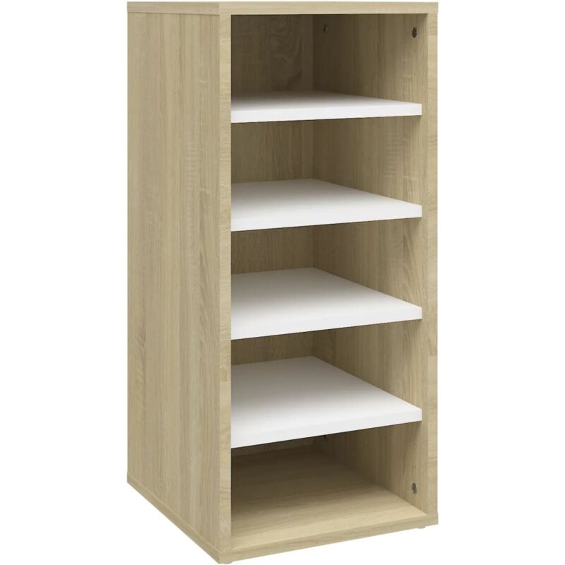 

vidaXL Mueble zapatero de aglomerado blanco roble Sonoma 31,5x35x70 cm - Beige