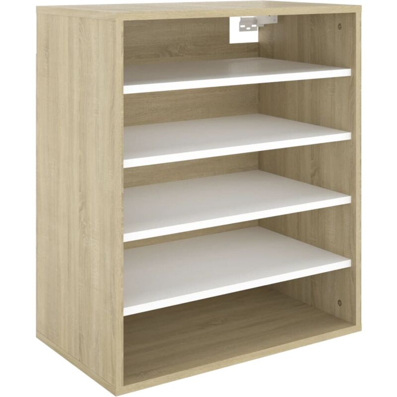 

Mueble zapatero de aglomerado blanco y roble Sonoma 60x35x70 cm - Beige - Vidaxl