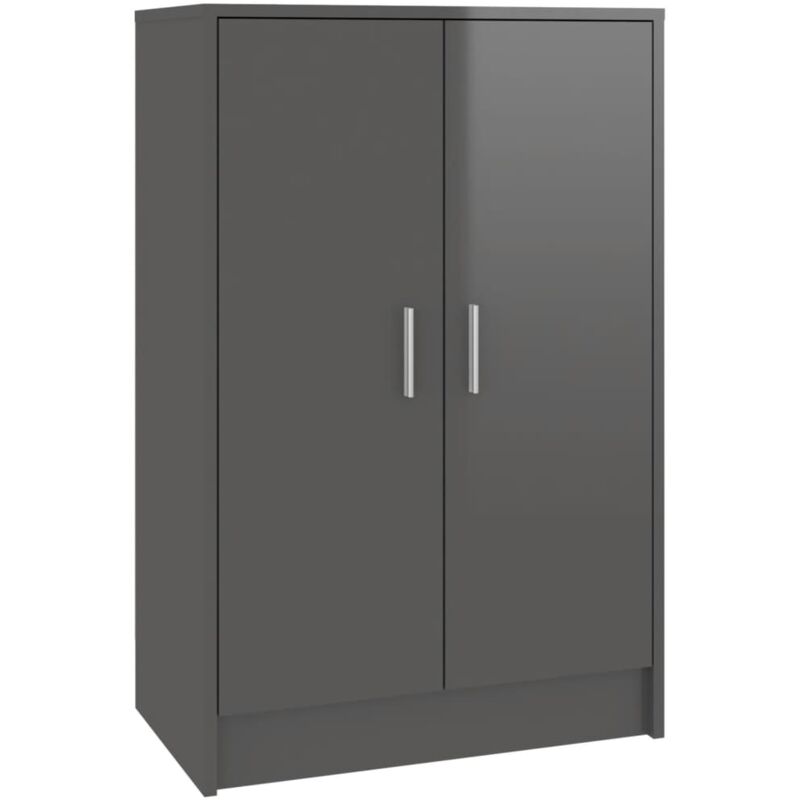 

vidaXL Mueble zapatero de aglomerado gris con brillo 60x35x92 cm - Gris