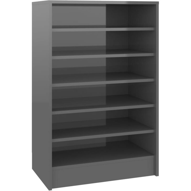 

vidaXL Mueble zapatero de aglomerado gris con brillo 60x35x92 cm - Gris