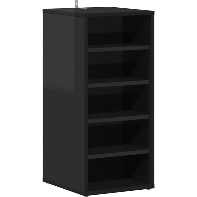 

vidaXL Mueble zapatero de aglomerado negro brillante 31,5x35x70 cm - Negro