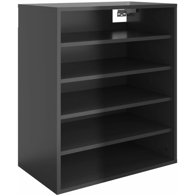 

Mueble zapatero de aglomerado negro brillante 60x35x70 cm - Negro - Vidaxl