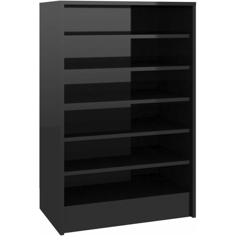 

vidaXL Mueble zapatero de aglomerado negro brillante 60x35x92 cm - Negro