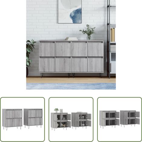 vidaXL Muebles -  Aparadores 2 uds madera contrachapada gris Sonoma