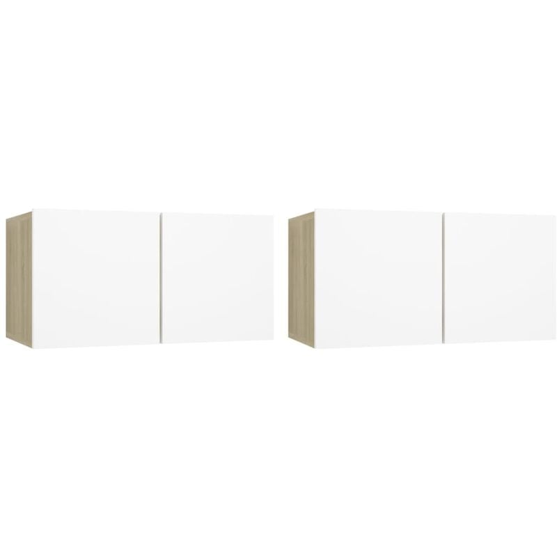 

Muebles colgantes de TV 2 uds blanco roble Sonoma 60x30x30 cm - Blanco - Vidaxl
