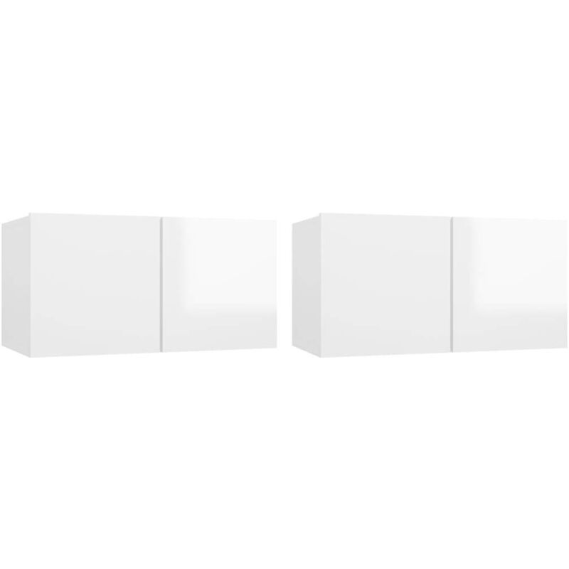 

vidaXL Muebles colgantes de TV 2 unidades blanco 60x30x30 cm - Blanco