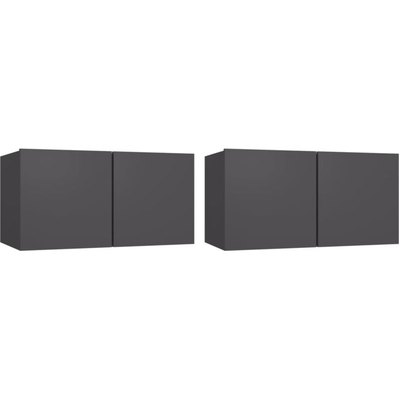 

Vidaxl - Muebles colgantes de TV 2 unidades gris 60x30x30 cm - Gris