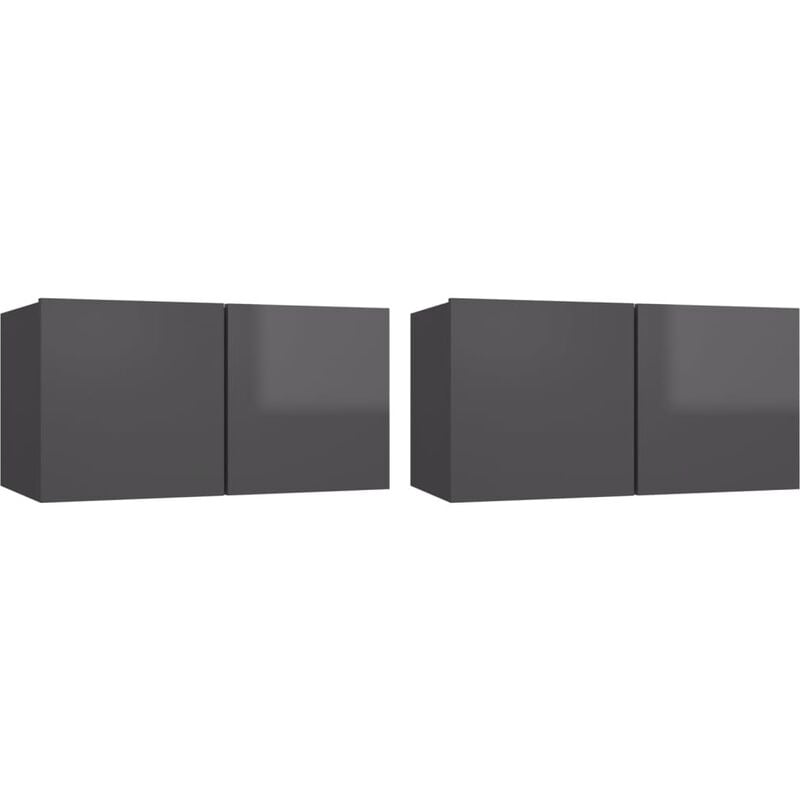 

Muebles colgantes de TV 2 unidades gris brillante 60x30x30 cm - Gris - Vidaxl