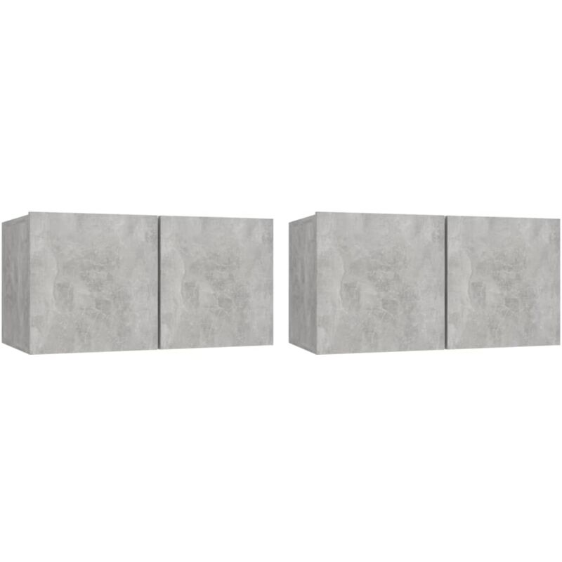 

Vidaxl - Muebles colgantes de TV 2 unidades gris hormigón 60x30x30 cm - Gris