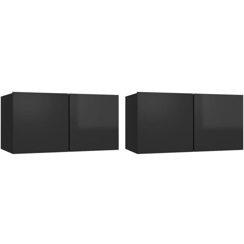 

Vidaxl - Muebles colgantes de TV 2 unidades negro 60x30x30 cm - Negro