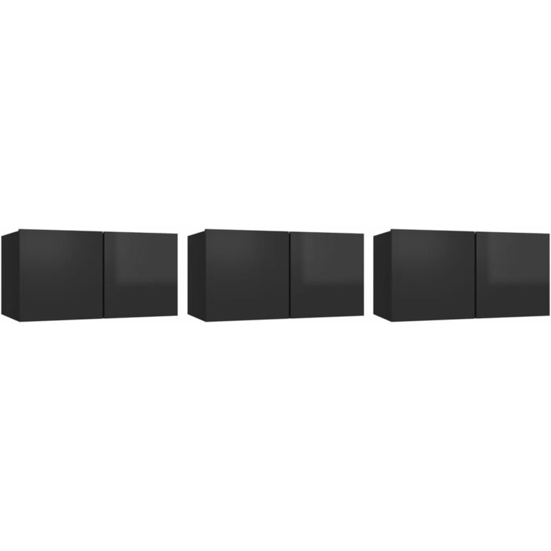 

Vidaxl - Muebles colgantes de TV 3 unidades negro 60x30x30 cm - Negro