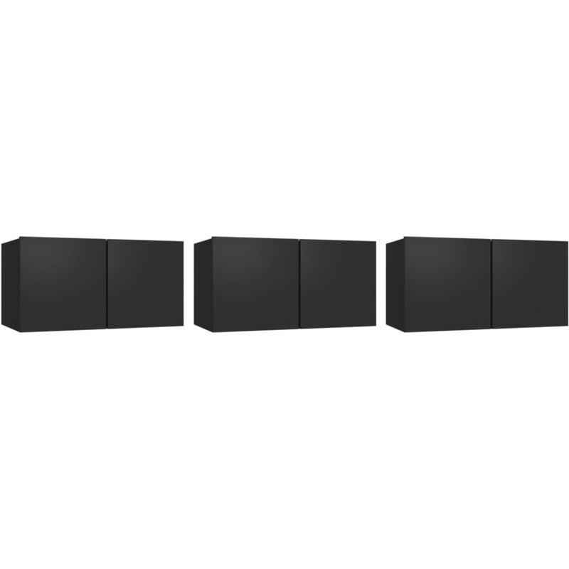 

vidaXL Muebles colgantes de TV 3 unidades negro 60x30x30 cm - Negro