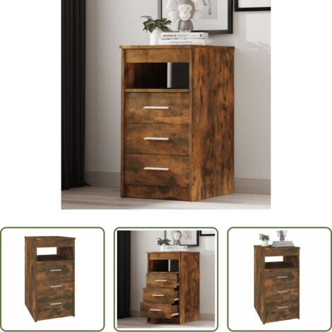 vidaXL Muebles compactos -  Cajonera de madera contrachapada color roble ahumado 40x50x76cm